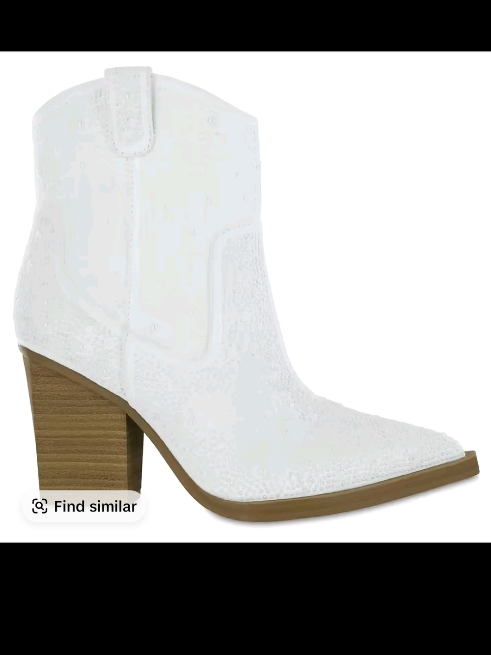 MIA Dawson Studded White Western Ankle Boot with Wood-Tone Block Heel Brand Newl